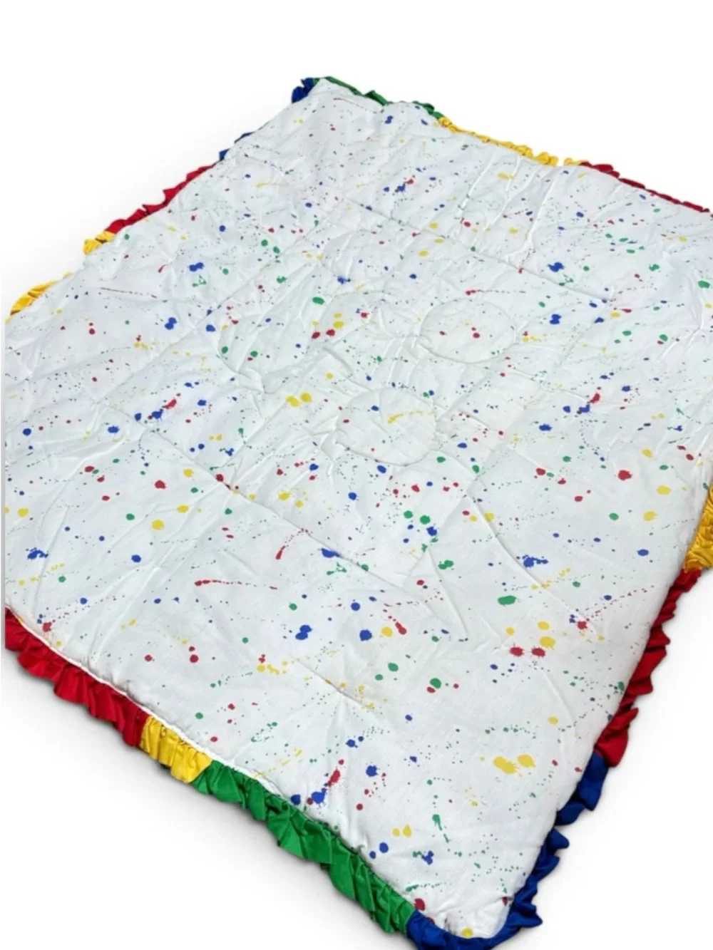 Vintage Carnival Circus Baby Crib Blanket Balloon Primary Color Ruffle Quilt